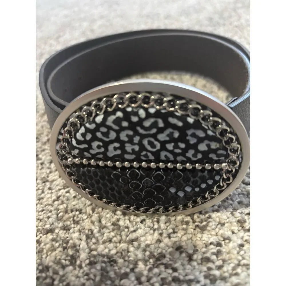 Chico’s Embossed Buckle Leather Belt